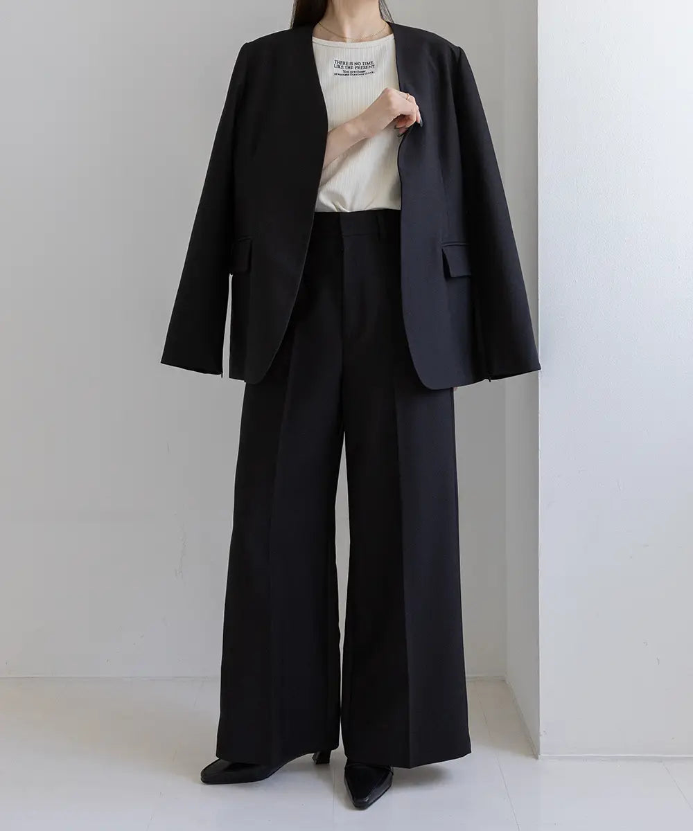 2WaySleeve Slit Collarless Jacket