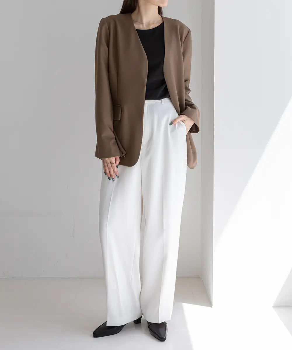 2WaySleeve Slit Collarless Jacket