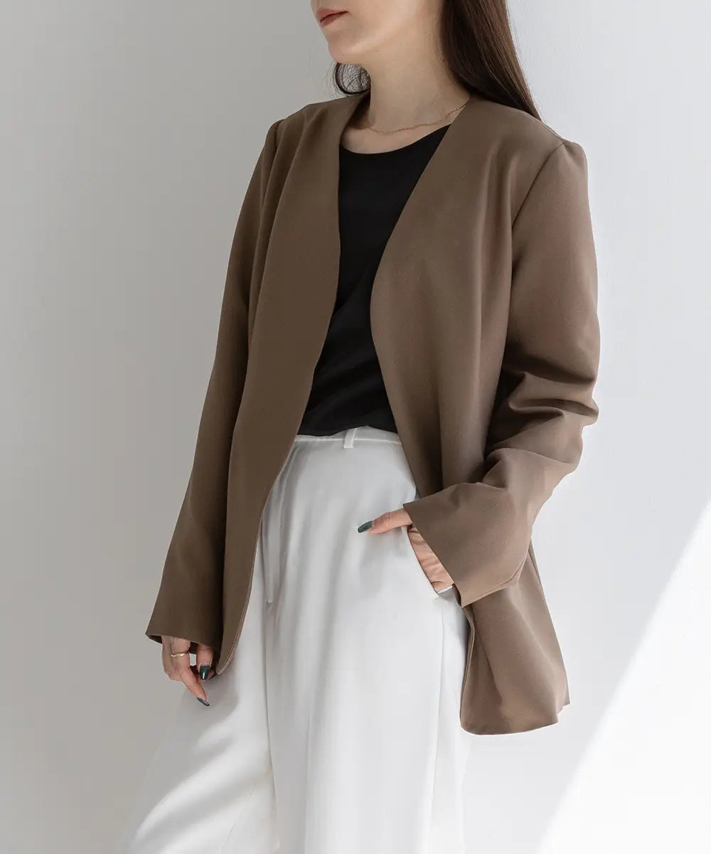 2WaySleeve Slit Collarless Jacket